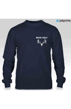 Buck Ugly Deer Long Sleeve T~Shirt Navy